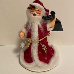 Annalee Santa Clous Doll Large Toy Bag Red Winter Coat Trumpet Snowflake